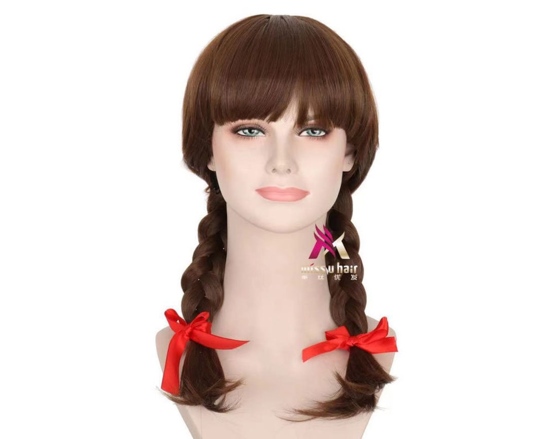 Wig Annabelle Wig Cosplay Wig Long Brown Braided Wig Halloween Wig
