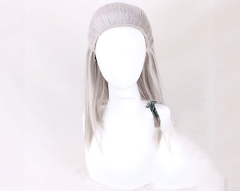 Wig Cosplay Wig long silver gray role playing wig Costume Wig for men girl Heat Resistant Synthetic Hair wig