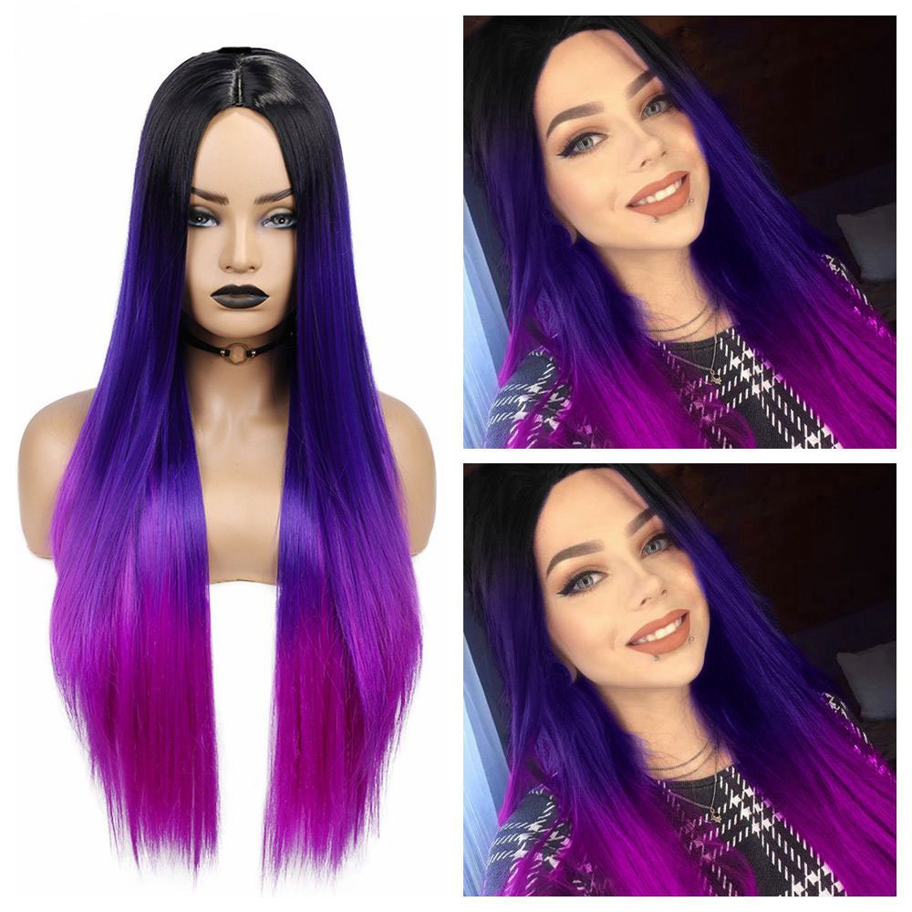 WIG Ombre Purple wig for women long straight hair cosplay wig Etsy