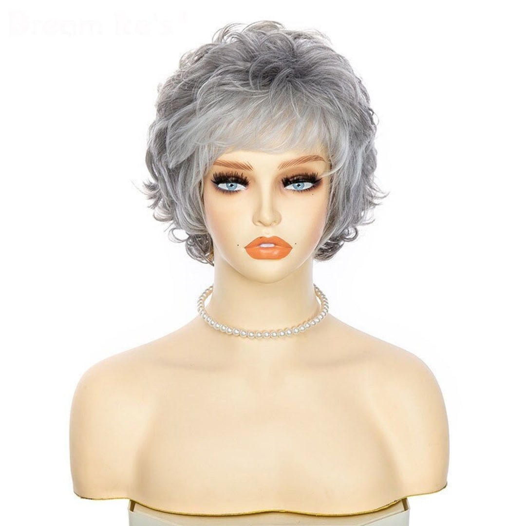 Silver Gray Wigs Short Cut Wig for Women Men Wigs Short Pixie Cut Wigs