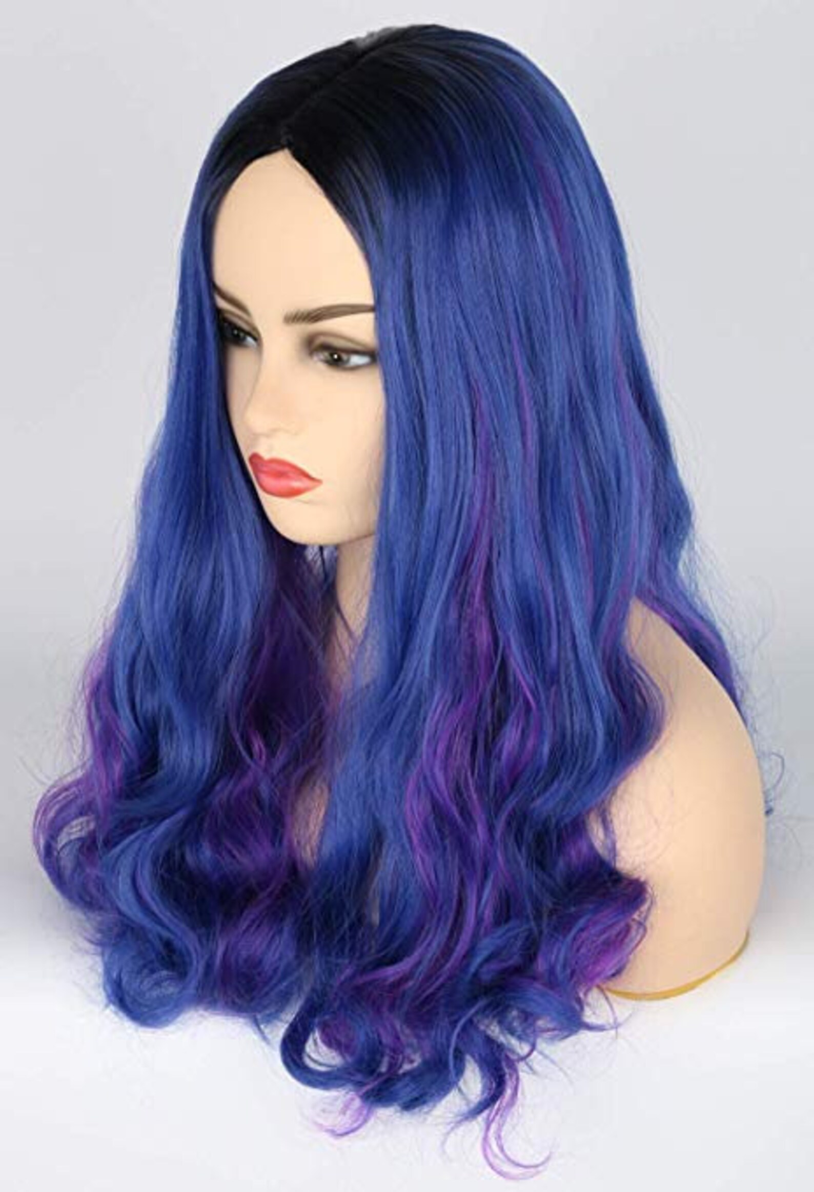 Wig Cosplay Wig Costume Wig Blue Long Body Wave Wavy Wig Etsy