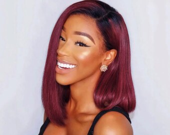 Burgundy Bob Wig - Etsy Israel Burgundy Bob Wig - Etsy Israel