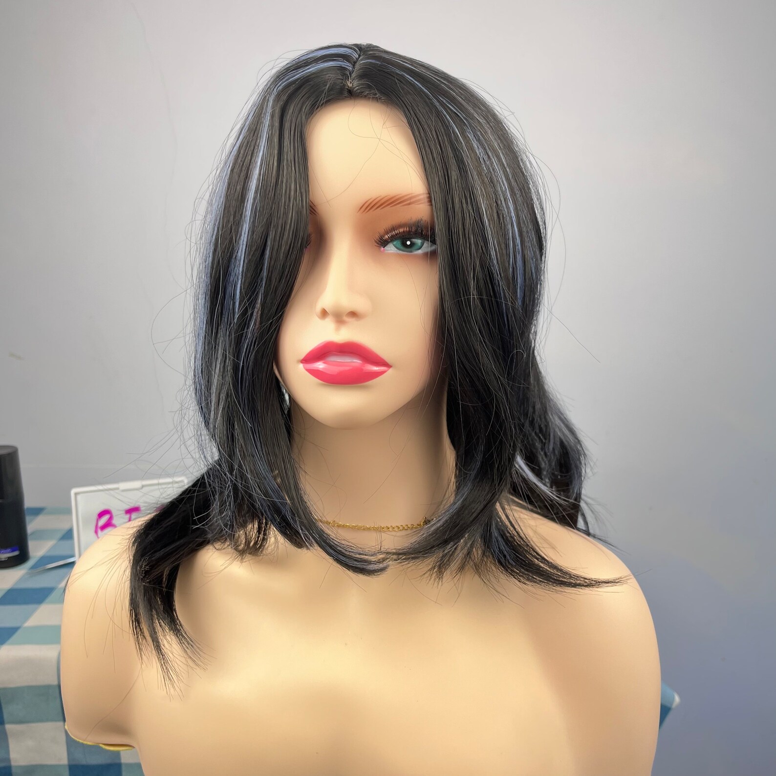 Wig Cosplay Wig Costume Wig Long Highlight Black Blue Role Etsy