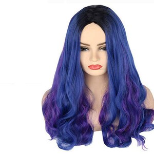 Wig Mal wig Cosplay Wig Costume Wig blue long Body Wave Wavy wig Halloween Costume Party Wig for women