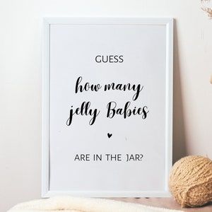 Firma con le carte indovina quanti bambini gelatinosi, gioco baby shower stampabile, download digitale