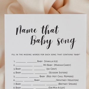 Name That Baby Song Game: Printable Baby Shower Activity (PDF)