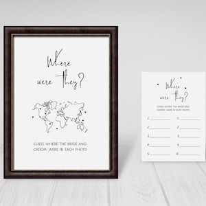 Where were they sign with cards, bridal shower game, couple photo game, guess where were they printable game, instant download