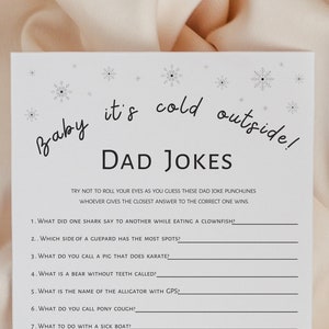Dad Jokes Baby Shower Game Winter Baby Shower Christmas Games Black