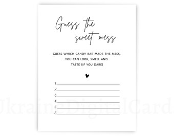 Guess the Sweet Mess Baby Shower Game: Minimalist Printable (Digital Download)