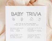 Baby Trivia Game: Minimalist Baby Shower Quiz (Digital Download)