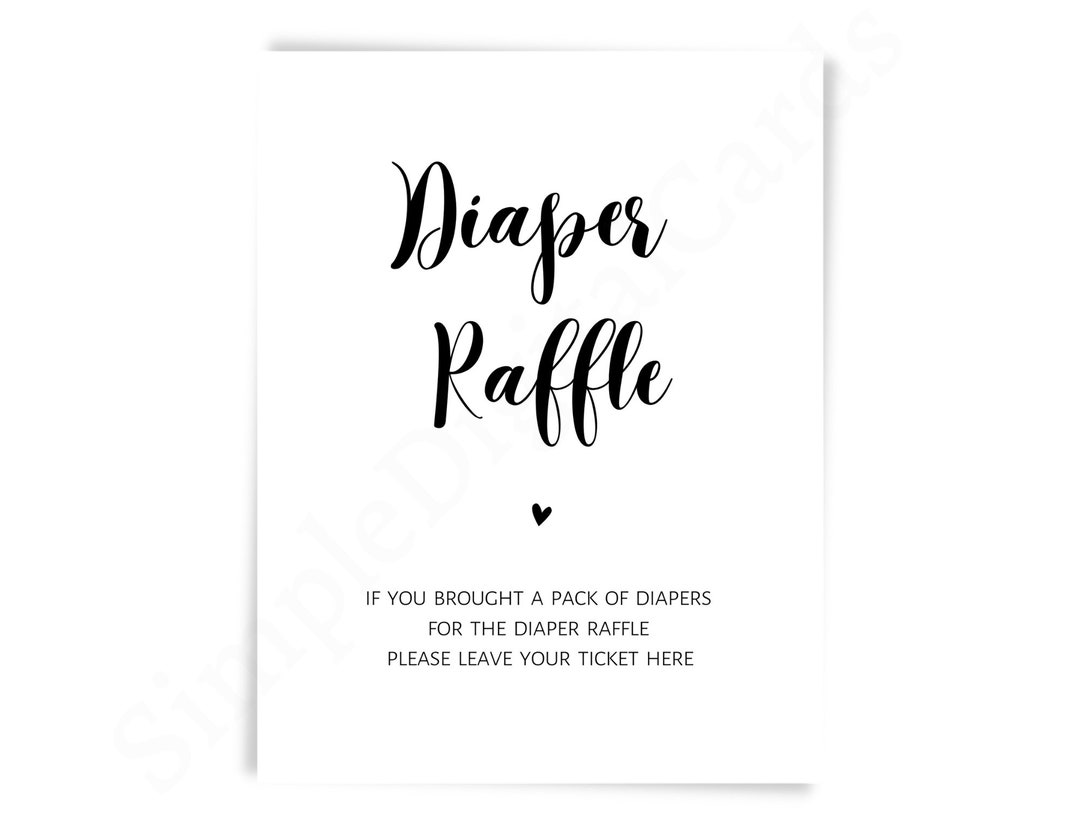 Diaper Raffle Sign: Minimalist Baby Shower Game (digital Download) - Etsy