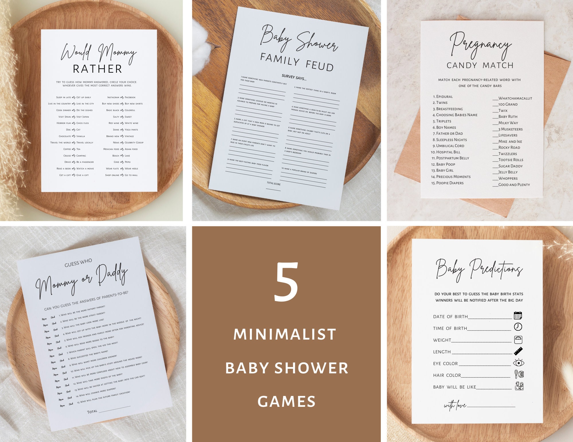 Baby Shower Games Bundle Family Feud Mommy or Daddy Baby - Etsy