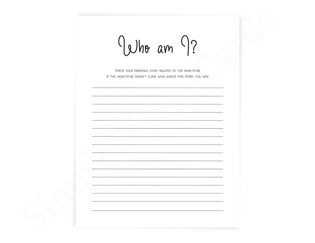 Who Am I Baby Shower Game Minimalist Baby Shower Game Boy Etsy