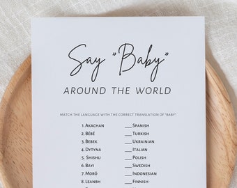 Baby Around The World Game: Minimalist Baby Shower (Digital Download)
