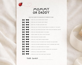 Summer Baby shower game - Guess Who Mommy Or Daddy. Editable Canva Template. Digital download