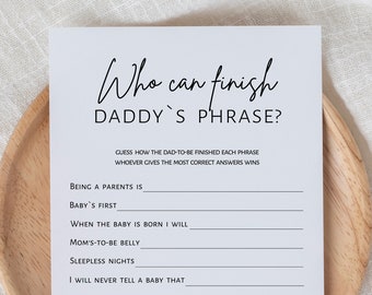 Finish Daddy's Phrase Game Card Baby Shower Games - Etsy