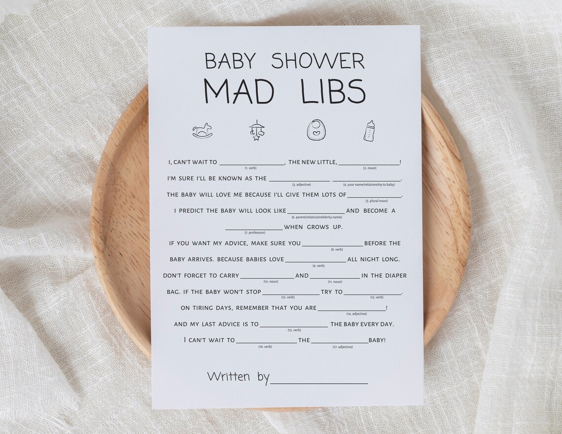 Mad Libs, Baby Shower Game, Advice for Parents to Be, Funny Games ...