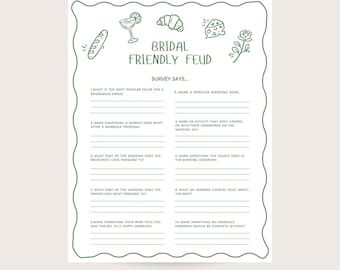 Friendly Feud Bridal Shower Game - Fresh Off The Market Theme. Printable, Digital Download.