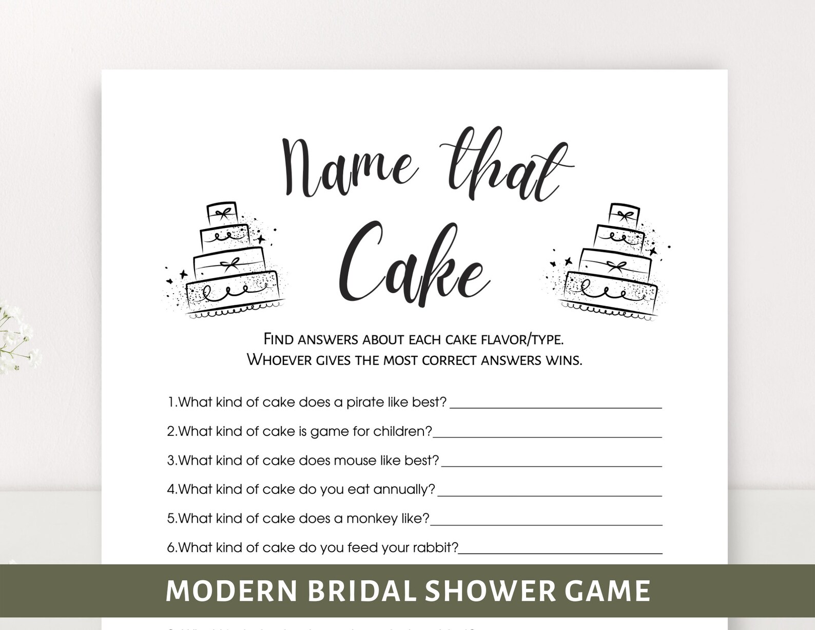 Bridal Shower Games Name That Cake Wedding Shower Games Etsy