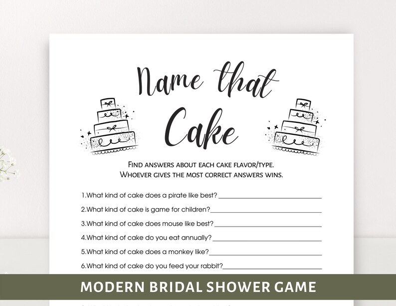 Bridal Shower Games Name That Cake Wedding Shower Games Etsy