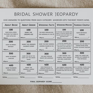 bridal shower games