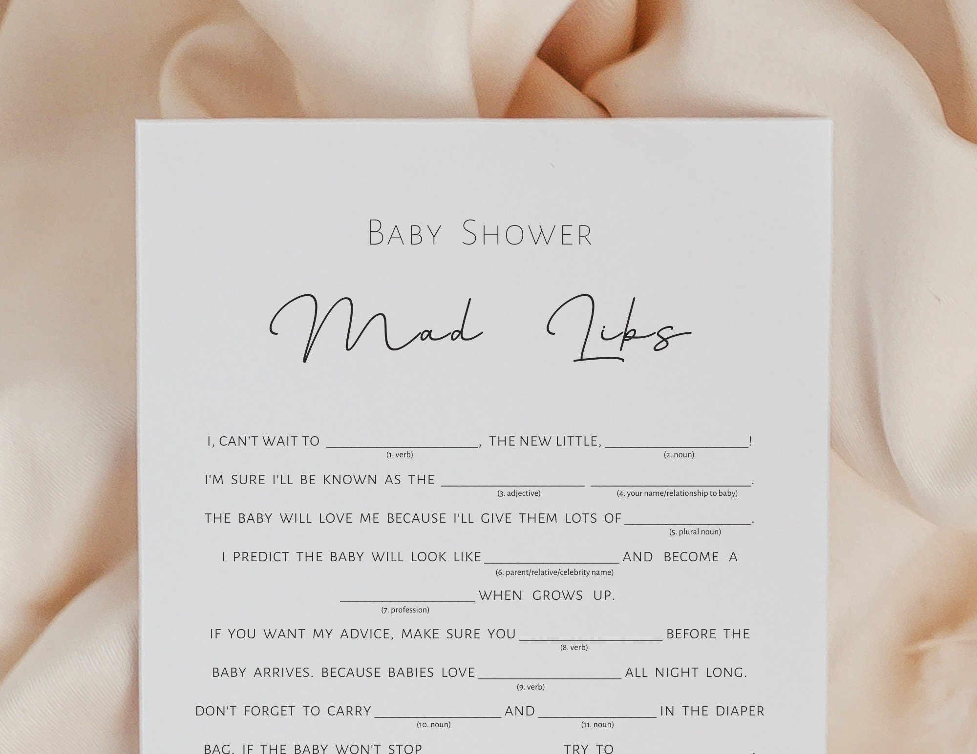 Mad Libs Game Baby Shower Game Advice for Mom to Be Advice Etsy