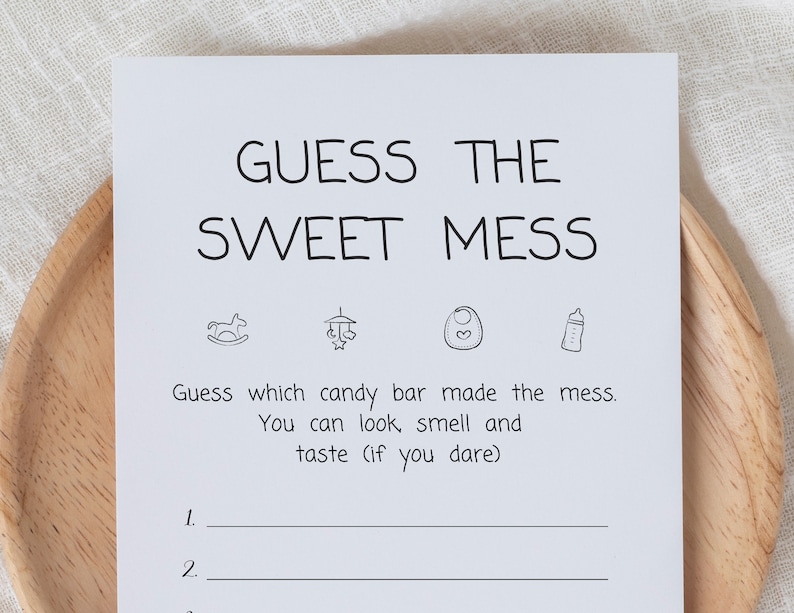 Guess the Sweet Mess Baby Shower Game Printable Minimalist Etsy