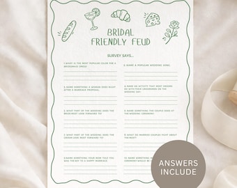 Fresh off the market - Bridal Shower Game Friendly Feud. Editable in Canva.