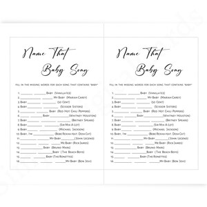 TRKAE Name That Baby Song Shower Game - 30 Game Cards With Answer Card, Pink Bow Design, Baby Shower Party Supplies