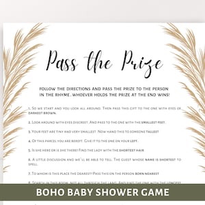 Boho Baby Shower Game: Pass the Prize Poem (Digital Download)