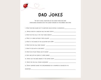 Dad Jokes - Summer Baby Shower Game Printable. Digital download