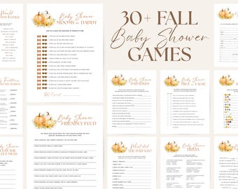 Fall baby shower games bundle, little pumpkin, modern games, editable Canva template. Instant download