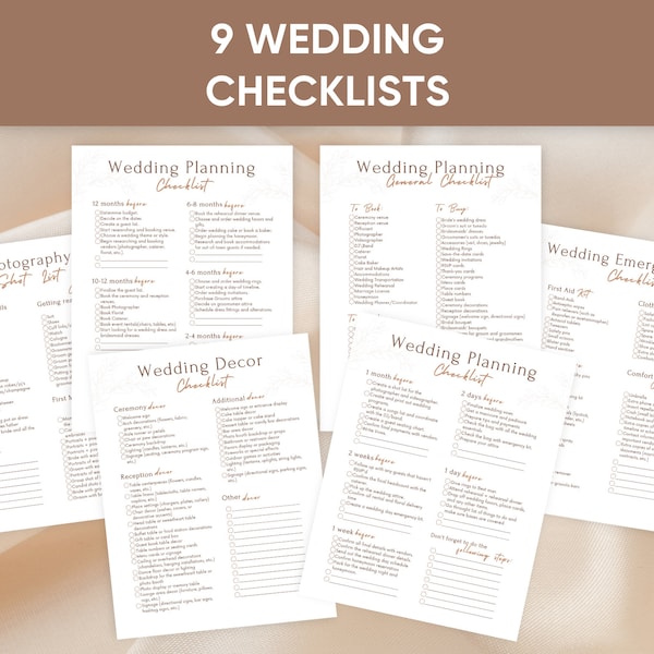 Wedding checklist, wedding planning checklist, photography shot list, wedding checklist printable, digital download