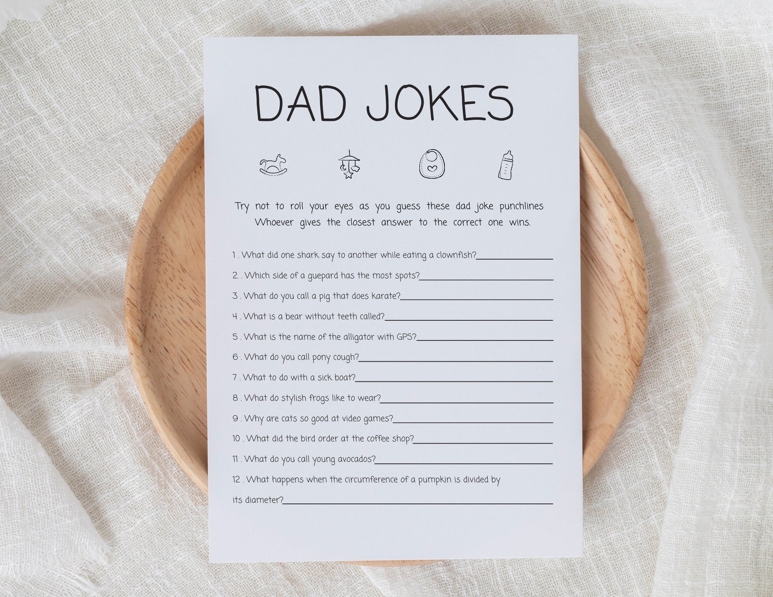 Dad Jokes Baby Shower Game Printable Minimalist Game Baby - Etsy UK