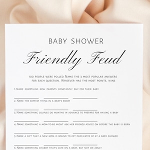 Friendly Feud Baby Shower Game: Minimalist Design (Digital Download)