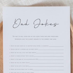 Dad Jokes Baby Shower Game: Minimalist Printable (Digital Download)