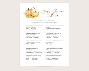 Fall Baby Shower Game: Pumpkin Trivia, Printable (Digital Download)