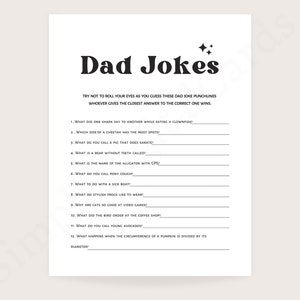 Baby shower game Dad jokes minimalist, digital download