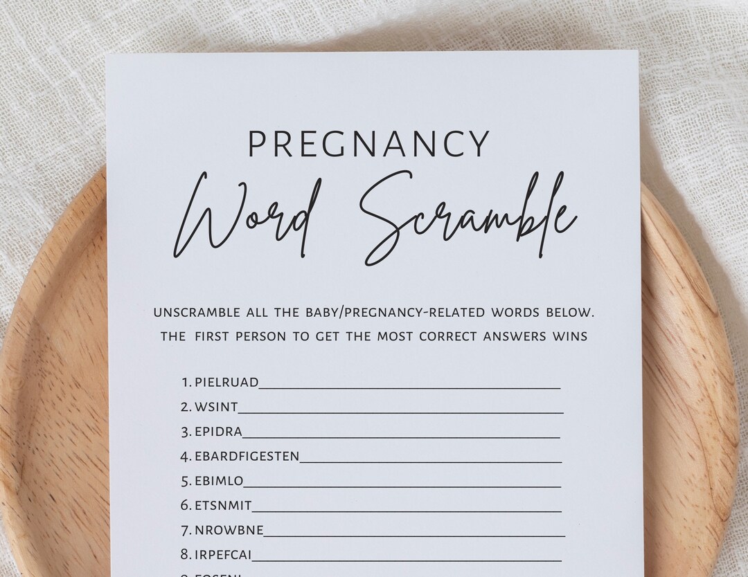 Word Scramble, Baby Shower Game, Gender Reveal Games, Pregnancy Word ...