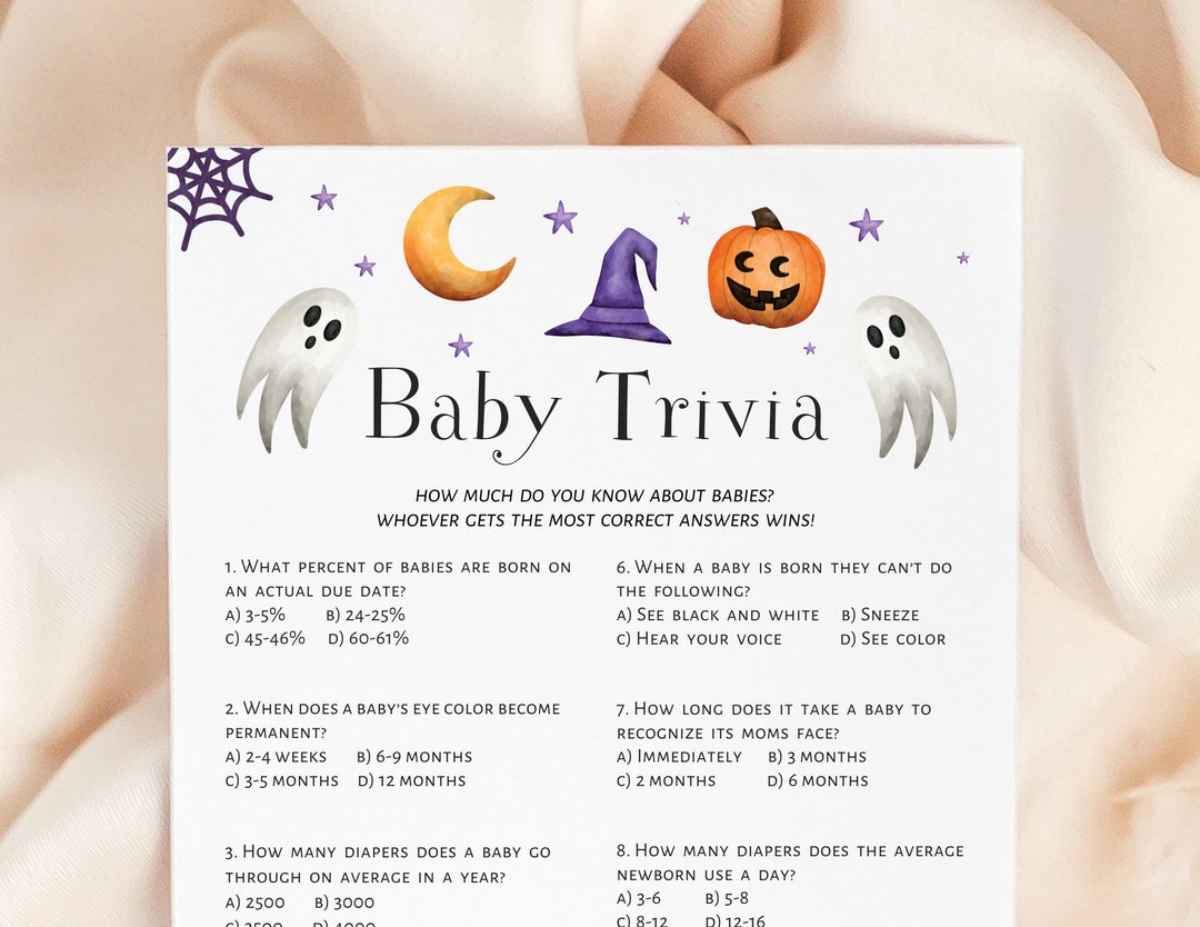 Baby Shower Game Halloween Theme Baby Trivia Baby Quiz Boy Etsy