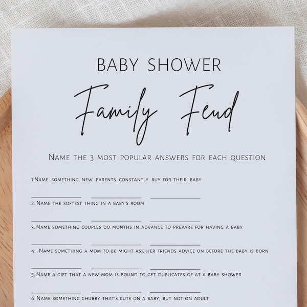 Family feud game, baby shower game, family feud with fast money round, boy, girl, gender neutral game printable, digital download