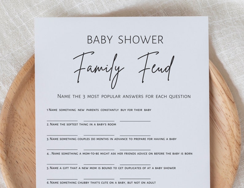 Family Feud Game, Baby Shower Game, Family Feud With Fast Money Round