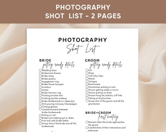 Wedding Photography Shot List: Canva Template (Digital Download)