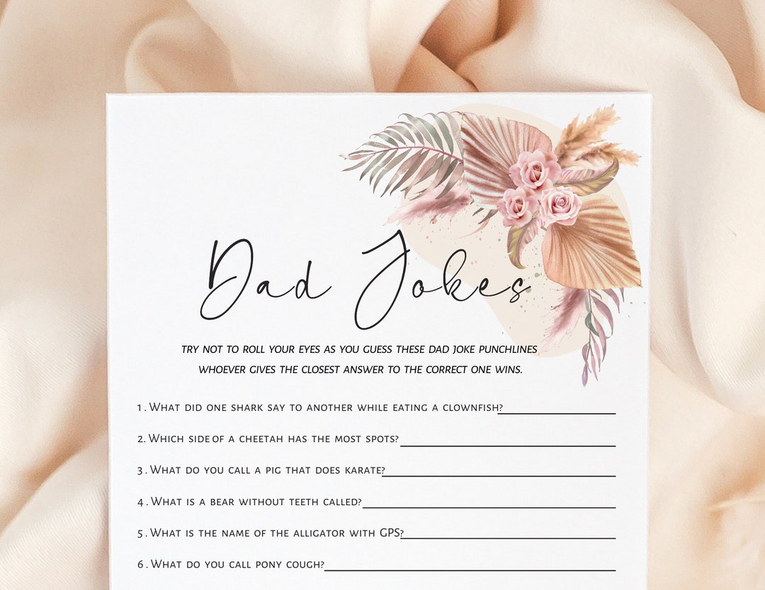 Dad Jokes Baby Shower Game Boho Pampas Grass Floral Baby Etsy