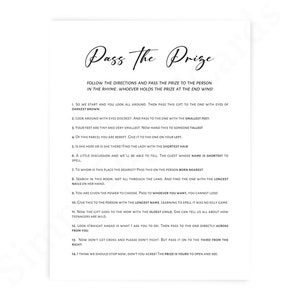 Pass the prize baby shower games minimalist, boy, girl, gender neutral, games printable, digital download