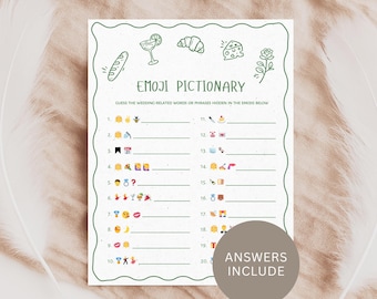Fresh off the market - Bridal Shower Game Emoji Pictionary. Editable in Canva.