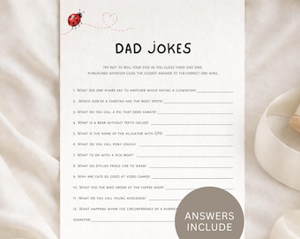 Summer Baby shower game - Dad Jokes. Editable Canva Template. Digital download