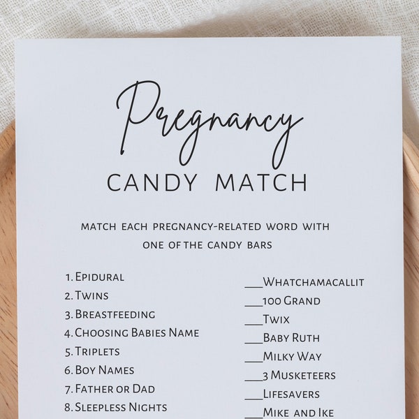 Pregnancy candy match, baby shower game, sweet baby game, gender reveal games, digital download