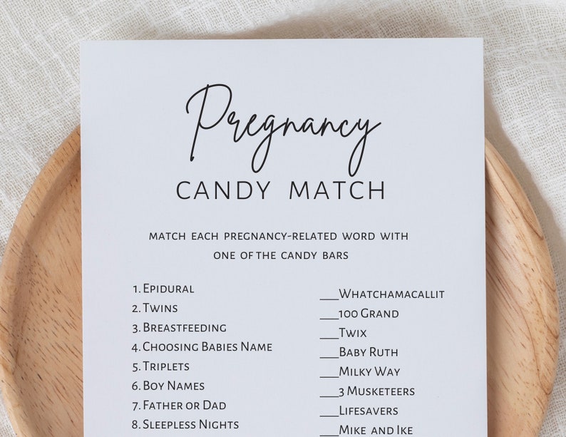 Pregnancy Candy Match, Baby Shower Game, Sweet Baby Game, Gender Reveal