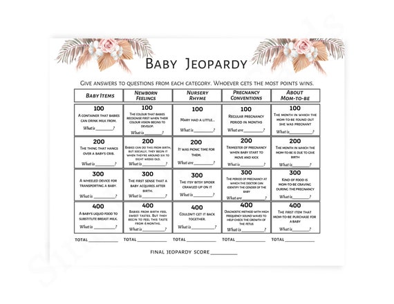 Baby Jeopardy Shower Game Questions